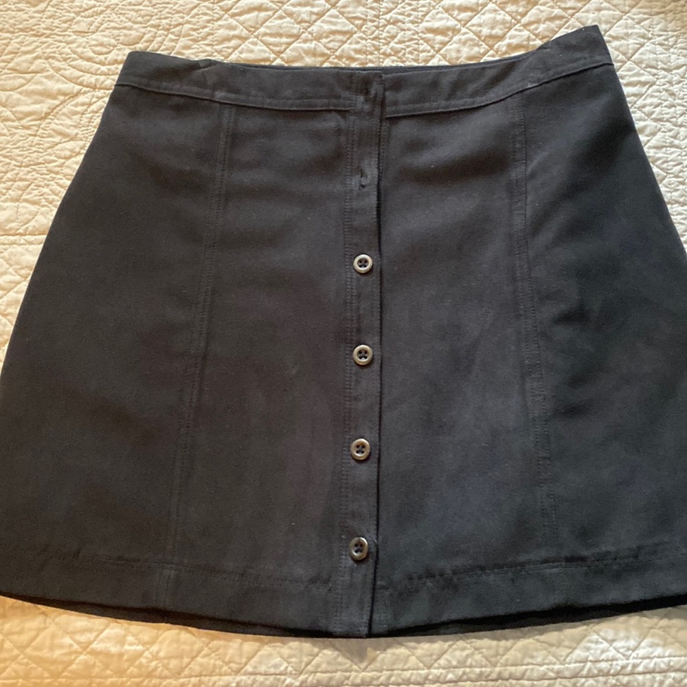 Black, button up mini skirt